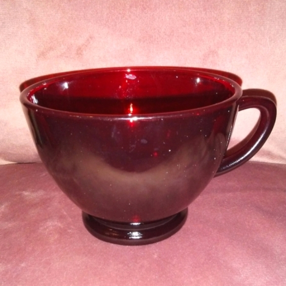 Royal Ruby Red Vintage Glass Punch Tea Cup Anchor Hocking Coffee Teacup Cafecore - Picture 3 of 9